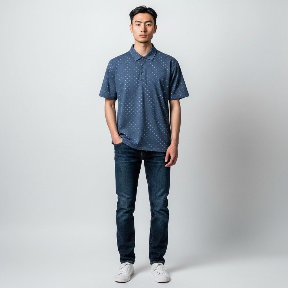 Polo Ralph Lauren Polo Shirt 2XLT Blue Diamond Geometric Print Cotton